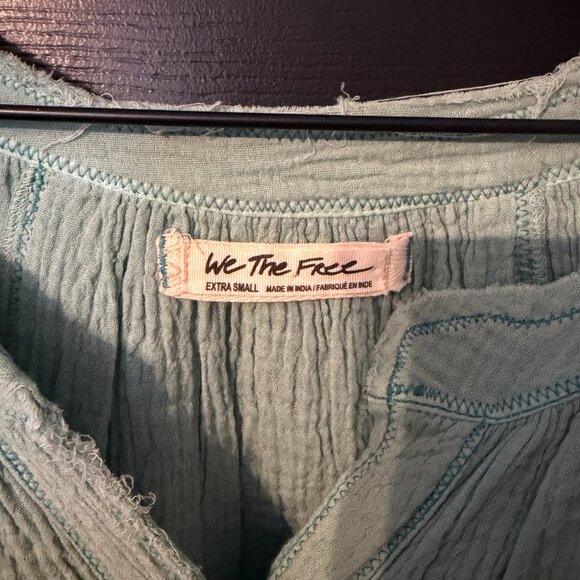 We the Free Lightweight Button Down Blouse Mint Light Green Extra Small - Picture 4 of 5